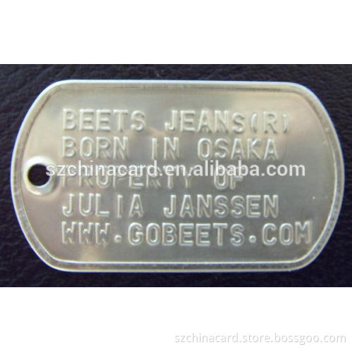 Stainless Steel Metal Military Army engraved metal tags